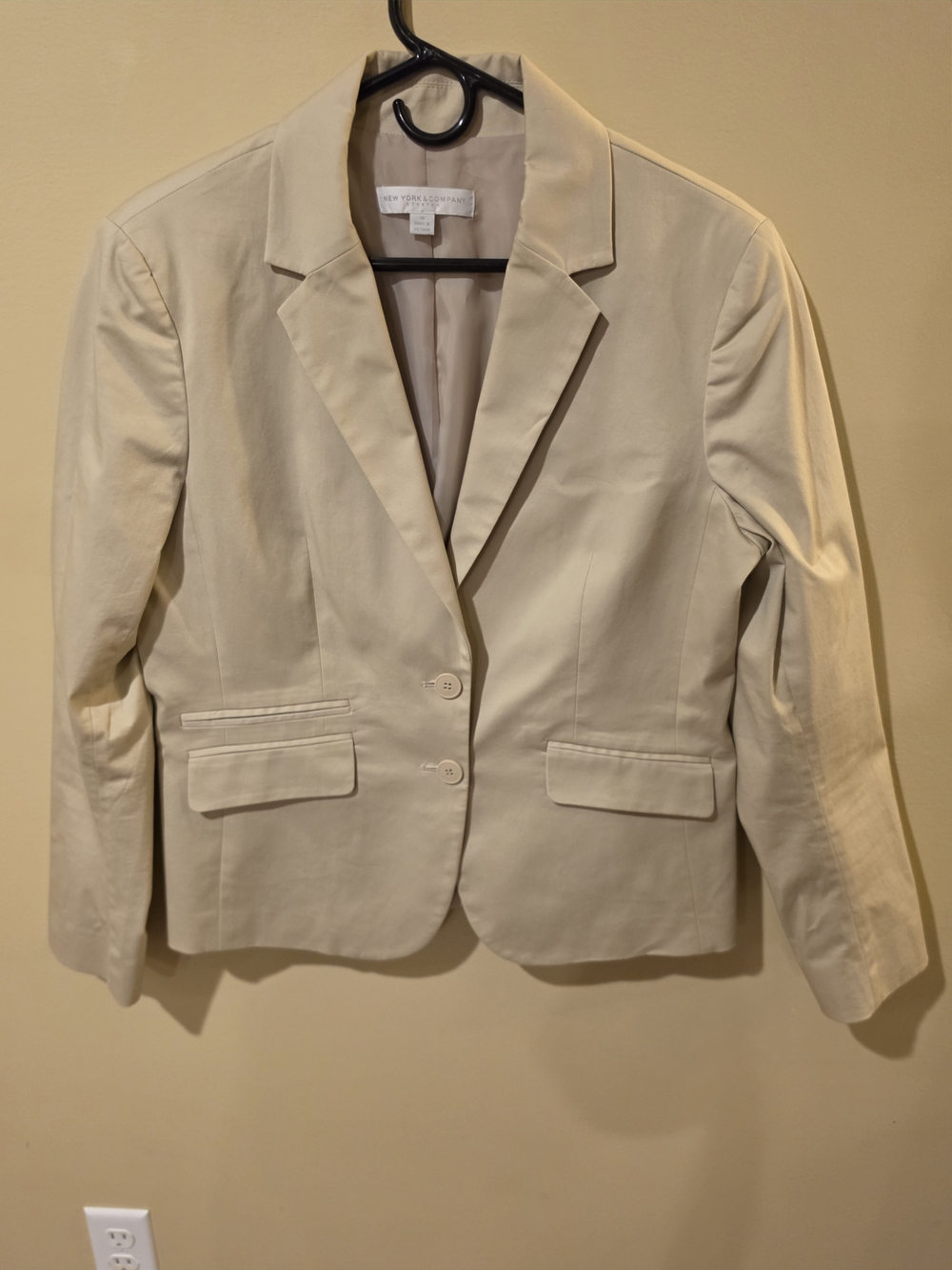 New York & Company Beige Two-Button Tailored Blazer